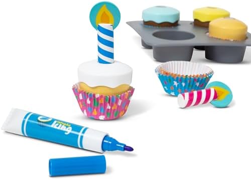 Melissa & Doug Melissa Doug Bake and Decorate Wooden Cupcake Play Food Set - FSC Certified