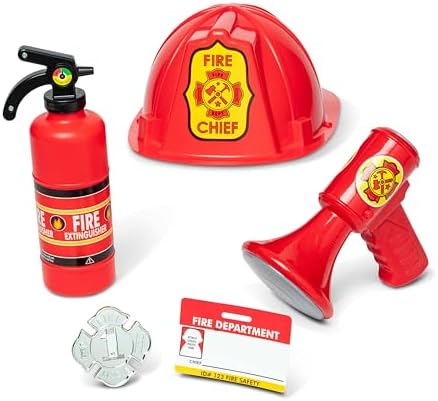 Melissa & Doug Melissa Doug Fire Chief Role Play Costume Dress-Up Set Pretend Fire