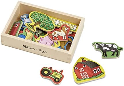 Melissa & Doug Melissa Doug 20 Wooden Farm Magnets in a Box Cute Barnyard Animal Fridge
