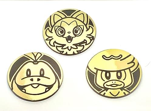 Pokemon Coin Lot - Fuecoco Quaxly Sprigatito - Gold Color - Large - 2 Inch - Scarlet