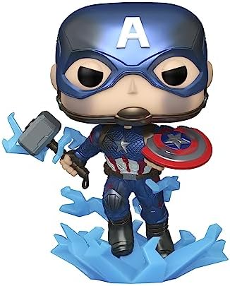 Funko POP Marvel Avengers Endgame Captain America with Broken Shield Mjolnir Glow in The