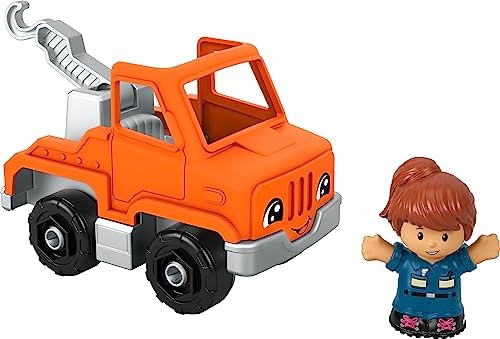 Fisher-Price Little People Toddler Toy Help and Go Tow Truck and Figure for Pretend Play