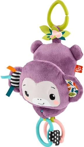 Fisher-Price Baby Stroller Toy Sing Go Purple Monkey Musical Sensory Plush