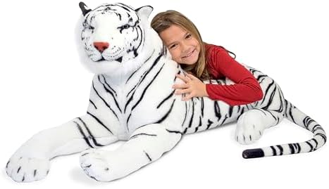 Melissa & Doug Melissa Doug Giant Siberian White Tiger - Lifelike Stuffed Animal over 5 feet long - Extra Large Plush