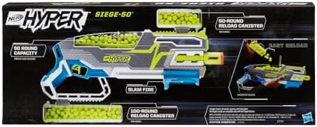 Nerf Hyper Siege-50 Pump-Action Blaster 40 Hyper Rounds Eyewear Up to 110 FPS Velocity