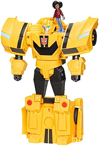 Transformers EarthSpark Spin Changer Bumblebee 8-Inch Action Figure with Mo Malto 2-Inch