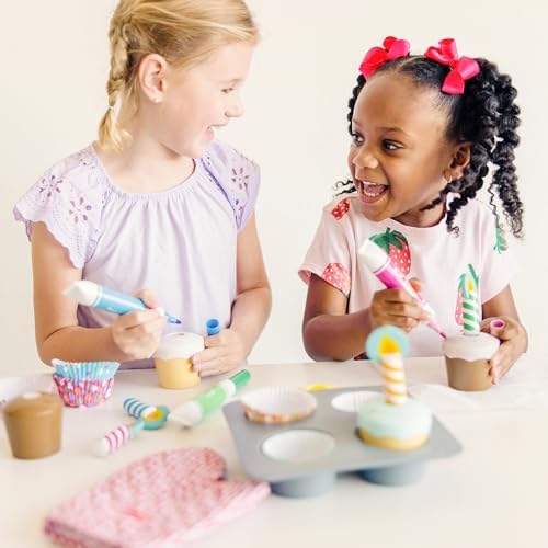 Melissa & Doug Melissa Doug Bake and Decorate Wooden Cupcake Play Food Set - FSC Certified