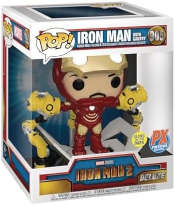 Funko Pop Iron Man 2 Iron Man MKIV with Gantry Glow-in-The-Dark Deluxe Vinyl Figure