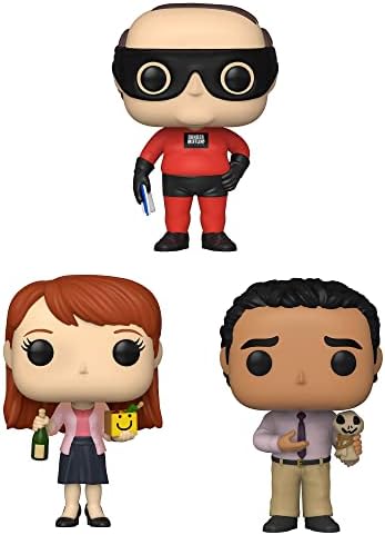 Funko TV POP The Office Collectors Set 4 - Erin with Happy Box Champagne Kevin as Dunder Mifflin Superhero Oscar with Scarecrow Doll