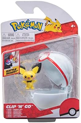 Pokemon PKW2659 - Clip'n'Go Pokeball - Pichu Premier Ball Official Pokeball with Detailed