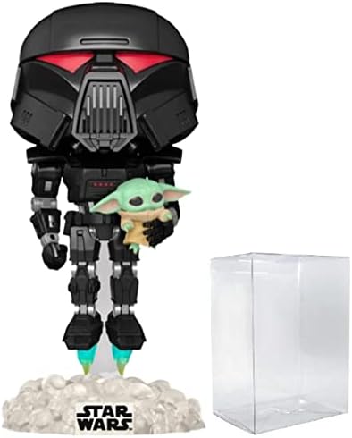 Funko POP Star Wars The Mandalorian - Dark Trooper Holding Grogu The Child