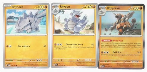 Pokemon Rhyperior 076142 - Stellar Crown Pokemon Card Lot - 3 Card Set