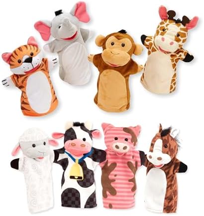 Melissa & Doug Melissa Doug Animal Hand Puppets Set of 2 4 animals in each - Zoo Friends