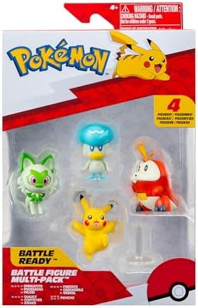 Pokemon Paldea Battle Figure 4 Pack - Features 2-Inch Pikachu Fuecoco Sprigatito and
