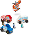 Melissa & Doug Melissa Doug Emergency Vehicle Wooden With 4 Vehicles 4 Play Figures