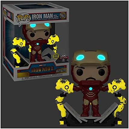 Funko Pop Iron Man 2 Iron Man MKIV with Gantry Glow-in-The-Dark Deluxe Vinyl Figure