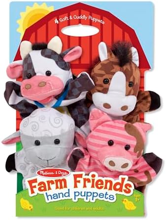 Melissa & Doug Melissa Doug Farm Friends Hand Puppets Set of 4 - Cow Horse Sheep and Pig