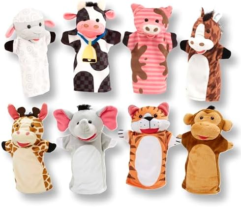 Melissa & Doug Melissa Doug Animal Hand Puppets Set of 2 4 animals in each - Zoo Friends