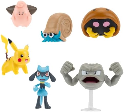 Pokemon Battle Figure Toy Set 6 Pieces - 2 Pichu Yamper Turtwig Piplup Chimchar Deino -