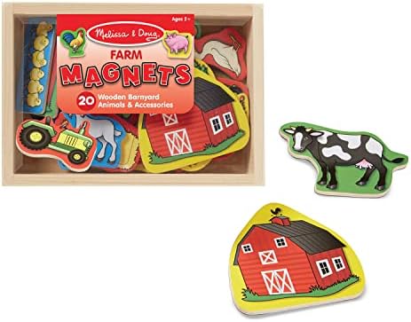 Melissa & Doug Melissa Doug 20 Wooden Farm Magnets in a Box Cute Barnyard Animal Fridge