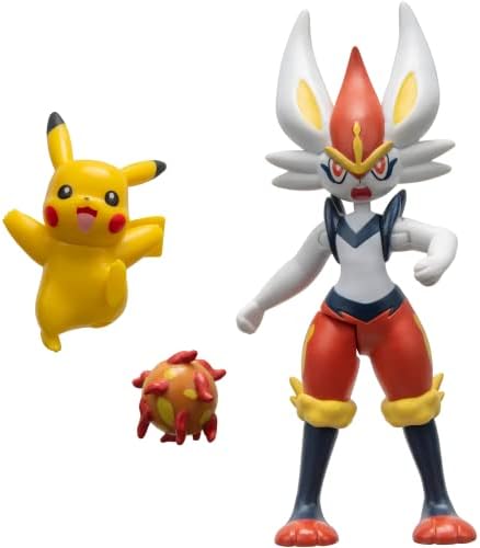 Pokemon Battle Figure 2 Pack - Features 4.5-Inch Cinderace and 2-Inch Pikachu Battle