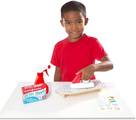 Melissa & Doug Melissa Doug Laundry Basket With Wooden Iron Ironing Board and 14 Pcs