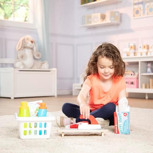 Melissa & Doug Melissa Doug Laundry Basket With Wooden Iron Ironing Board and 14 Pcs