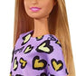 Barbie Blonde Wearing Purple and Yellow Heart-Print Dress and Platform Sneakers for 3 to