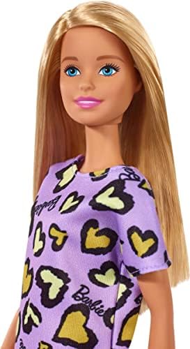 Barbie Blonde Wearing Purple and Yellow Heart-Print Dress and Platform Sneakers for 3 to