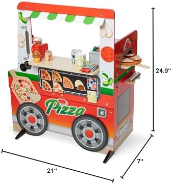 Melissa & Doug Melissa Doug Wooden Pizza Food Truck Activity Center with Play Food for