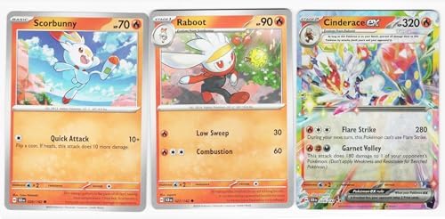 Pokemon Cinderace ex 028142 - Stellar Crown Pokemon Card Lot - Raboot Scorbunny