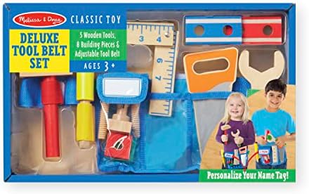 Melissa & Doug Melissa Doug Deluxe Tool Belt Set - 5 Wooden Tools 8 Building Pieces