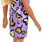 Barbie Blonde Wearing Purple and Yellow Heart-Print Dress and Platform Sneakers for 3 to