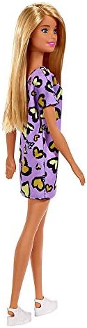 Barbie Blonde Wearing Purple and Yellow Heart-Print Dress and Platform Sneakers for 3 to