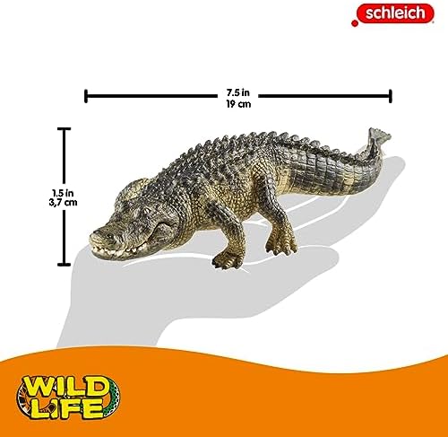 Schleich Wild Life Realistic Alligator Figurine with Movable Jaw - Detailed Alligator Toy