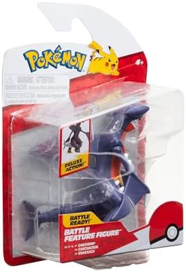 Pokemon Garchomp Battle Feature Figure - 4.5-Inch Garchomp Battle Ready Figure with Tail