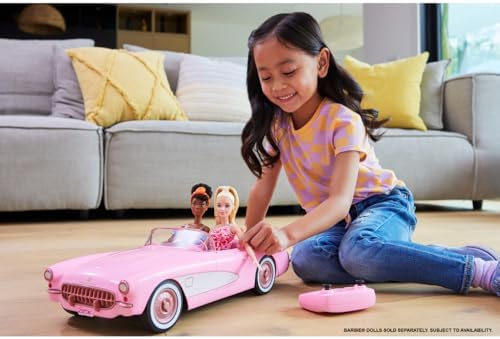 Barbie Hot Wheels RC Corvette from The Movie Full-Function Remote-Control Toy Car Holds 2 Doll