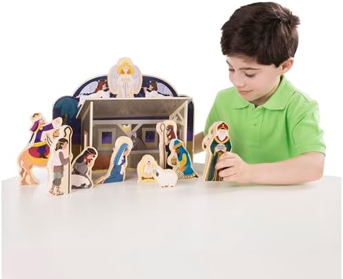 Melissa & Doug Melissa Doug Classic Wooden Christmas Nativity Set With 4-Piece Stable and