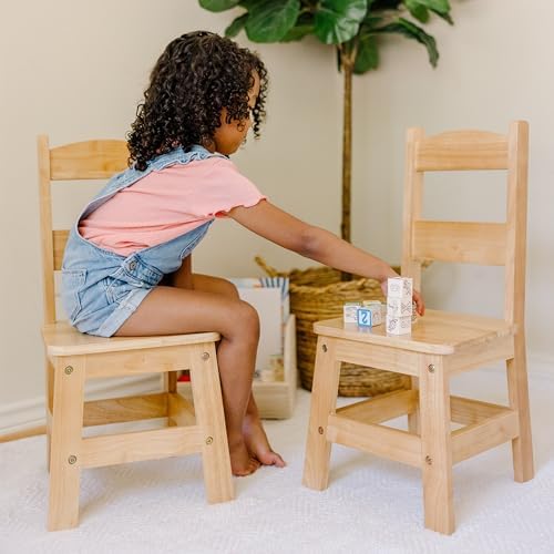 Melissa & Doug Melissa Doug Wooden Chairs Set of 2 - Blonde Furniture for Playroom Wooden