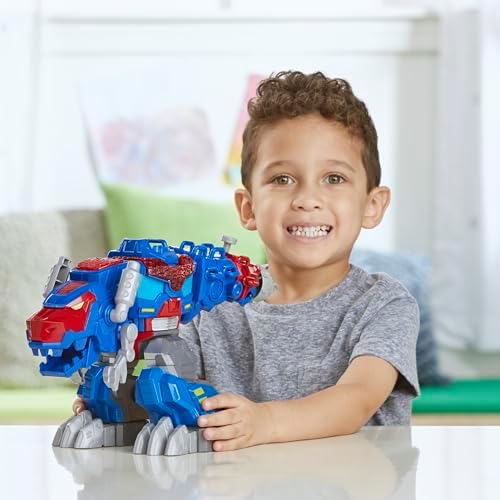 Transformers Dinobot Adventures Optimus Prime T-Rex Converting Toy with Lights and Sounds