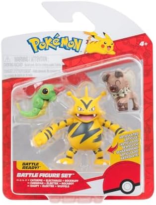 Pokemon PKW3892 Battle Figure Set Raupy Wuffels Elektek Official Figures Set