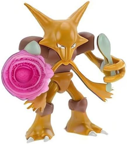 Pokemon Alakazam Battle Feature Figure - 4.5-Inch Alakazam Battle Ready Figure with