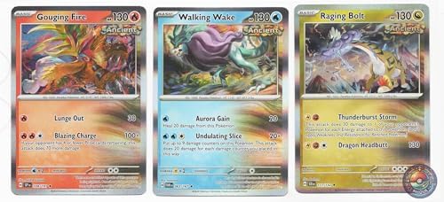 Pokemon Gouging Fire - Walking Wake - Raging Bolt - Legendary Ancient Pokemon Card Lot -