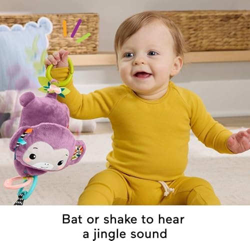 Fisher-Price Baby Stroller Toy Sing Go Purple Monkey Musical Sensory Plush
