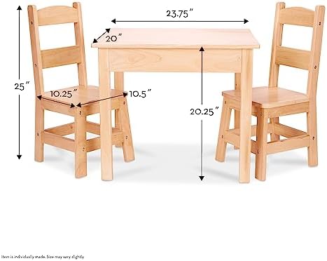 Melissa & Doug Melissa Doug Solid Wood Table and 2 Chairs Set - Light Finish Furniture