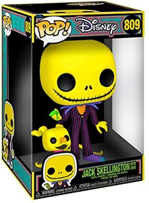 Funko Pop Jumbo The Nightmare Before Christmas - Jack Skellington and Zero - Blacklight 10 Inches - TNBC - Collectable Vinyl Figure