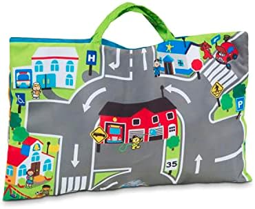 Melissa & Doug Melissa Doug Take-Along Town Play Mat 19.25 x 14.25 inches With 9 Soft Vehicle