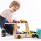 Melissa & Doug Melissa Doug Mega Race-Car Carrier - Wooden Tractor and Trailer With 6