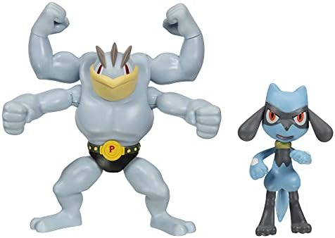 Pokemon Battle Figure 2 Pack Machamp Riolu - 4.5-inch Machamp Figure 2-inch Riolu Figure