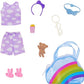 Barbie Clothes Deluxe Keychain Rainbow Bag with Pajamas Slumber Party-Themed for Fashion Doll